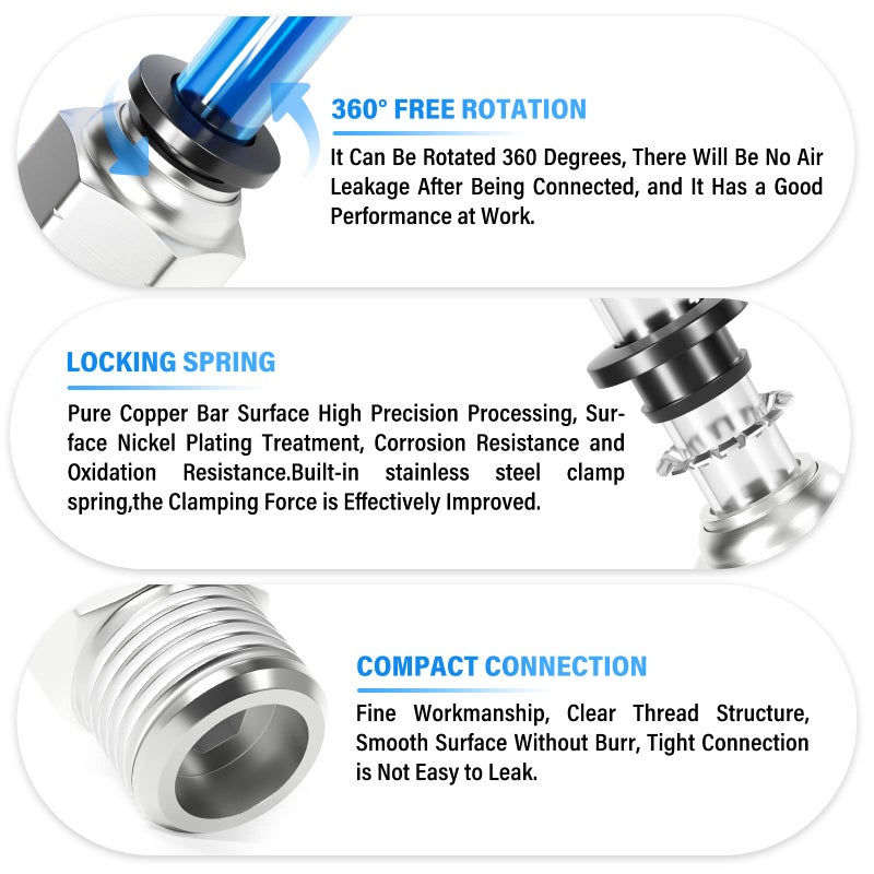 TAILONZ PNEUMATIC Male Straight 3/8 Inch Tube OD x 1/4 Inch NPT Thread Push to Connect Fittings PC-3/8-N2 (Pack of 2) - Image 3